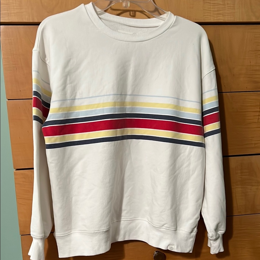 Treasure & Bond White Striped Sweatshirt Retro Design Size Junior XL 14-16